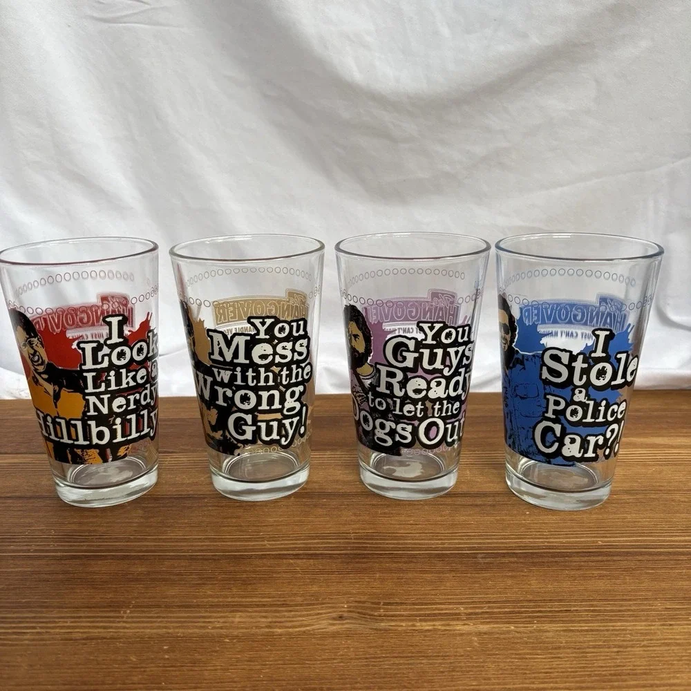The Hangover Pint Glass Set of 4 Movie Quote Drinking Glasses 16 oz Warner Bros